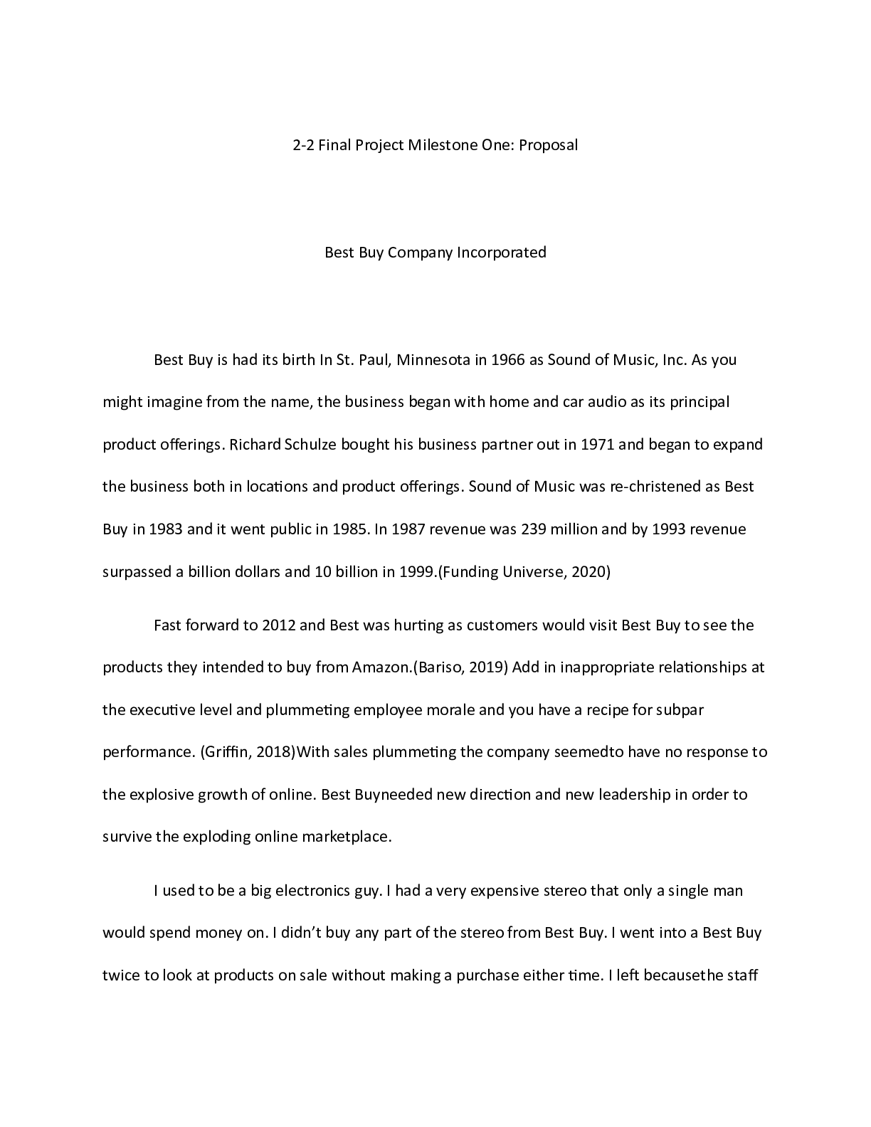 Preview image for Final Project Milestone One Proposan.docx    2-2 Final Project Milestone One: Proposal  Be